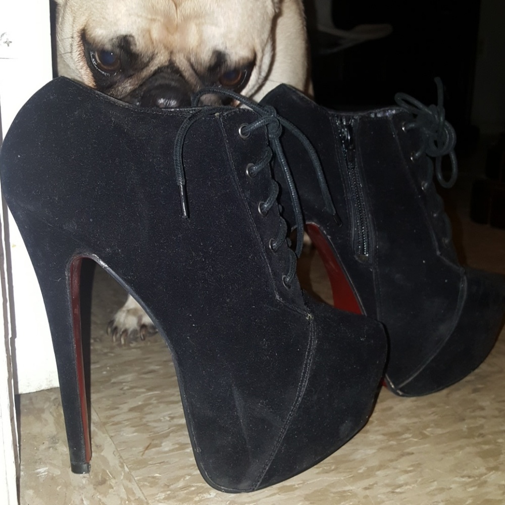 Black lace up booties